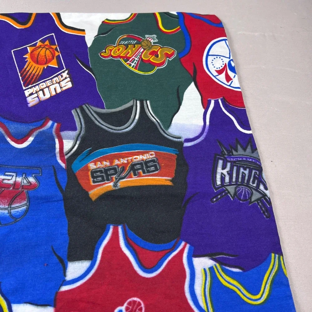 Vintage NBA All Team Jersey Print Pillowcase 90s Basketball Lakers Bulls Heat